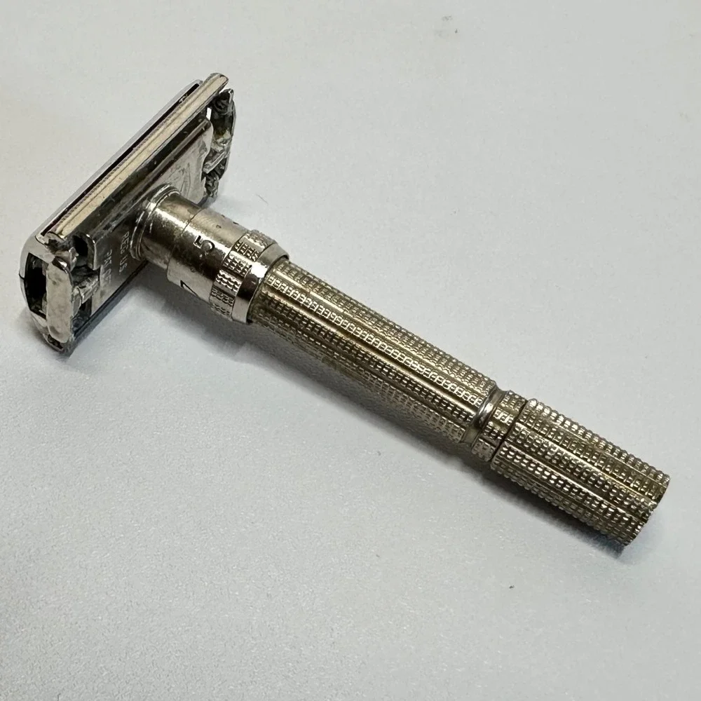 Gillette Slim Adjustable Safety Razor Mens J2 Silver 1964 Butterfly TTO